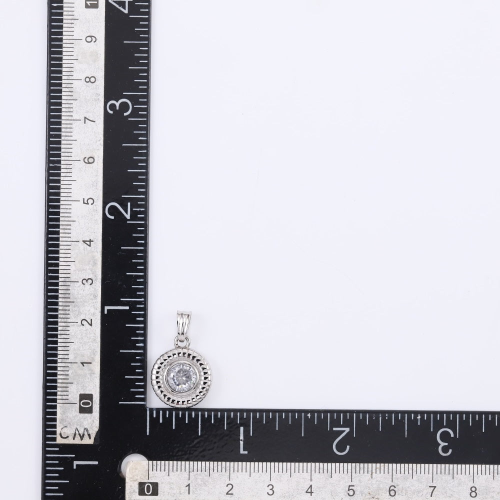PSS1319 STAINLESS STEEL ROUND PENDANT WITH CZ