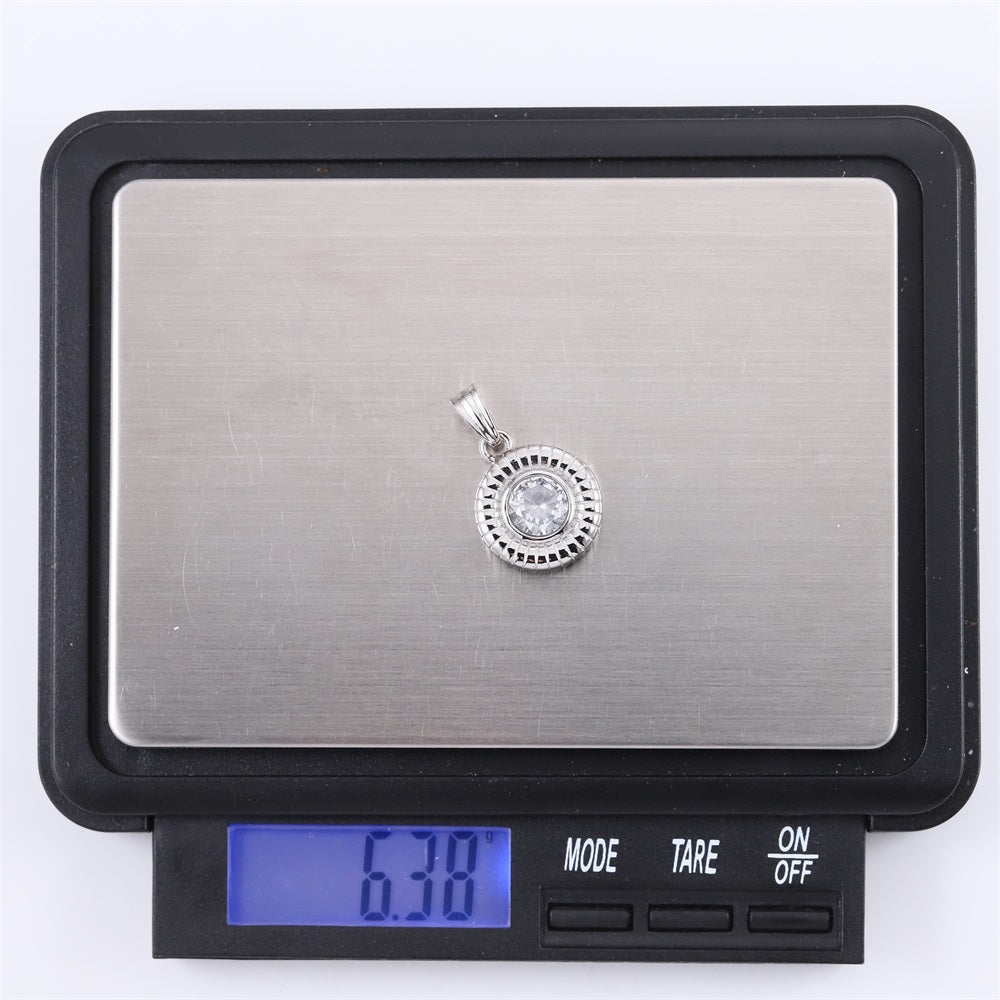 PSS1319 STAINLESS STEEL ROUND PENDANT WITH CZ