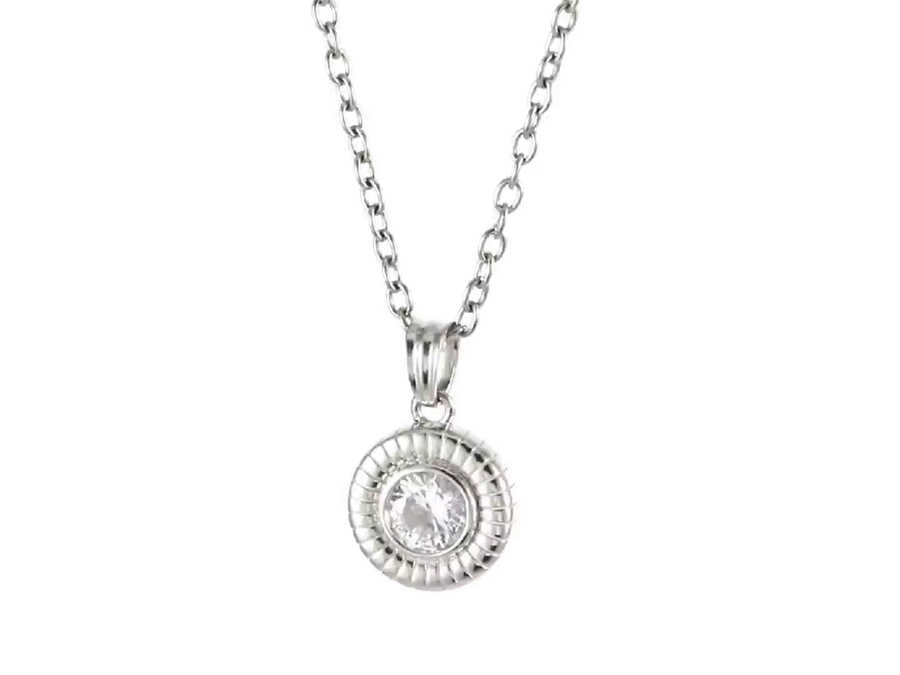 PSS1319 STAINLESS STEEL ROUND PENDANT WITH CZ