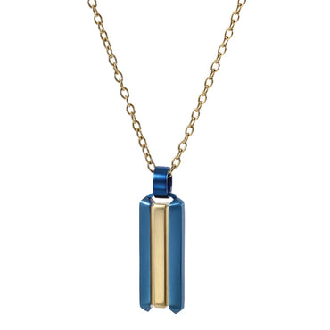 AAB Co. Stainless Steel Pendant in Blue Matte and Gold Matte Two-Tone Design