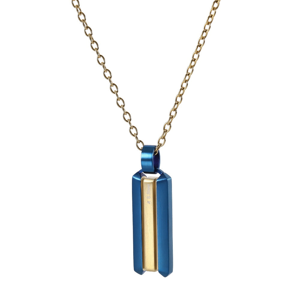 AAB Co. Stainless Steel Pendant in Blue Matte and Gold Matte Two-Tone Design