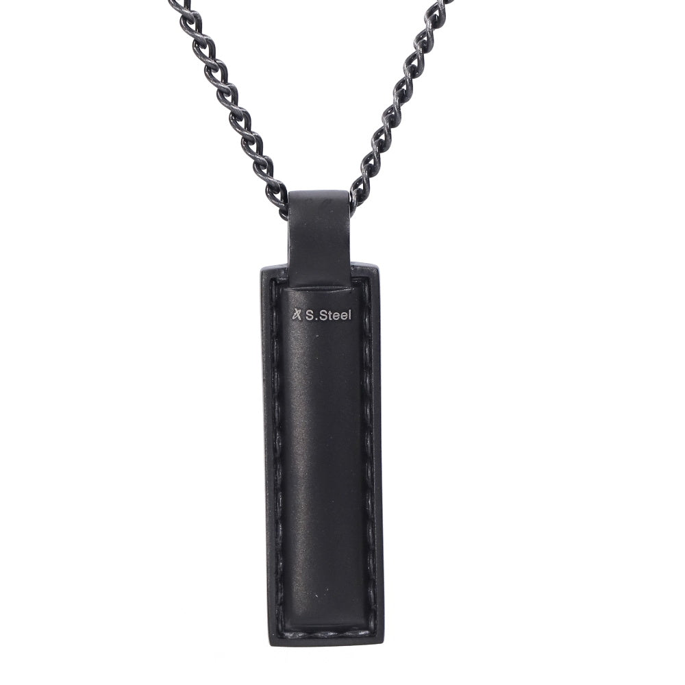 AAB Co. Stainless Steel Pendant with Black Spray Matte Leather-Look Design