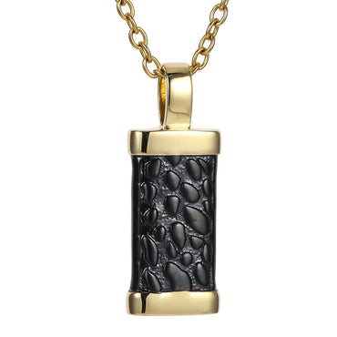 PSS1325 STAINLESS STEEL LEATHER LOOKING PENDANT WITH TWO TONE COLOR