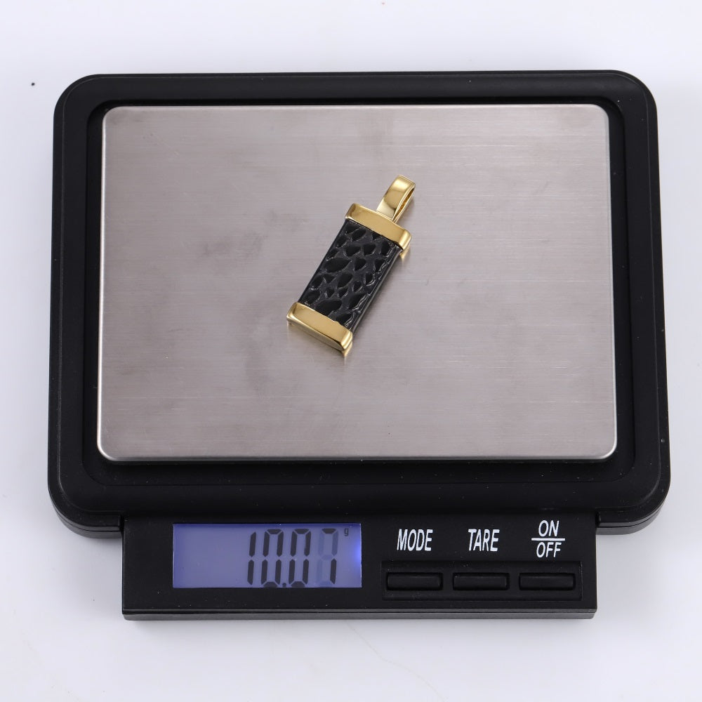 PSS1325 STAINLESS STEEL LEATHER LOOKING PENDANT WITH TWO TONE COLOR