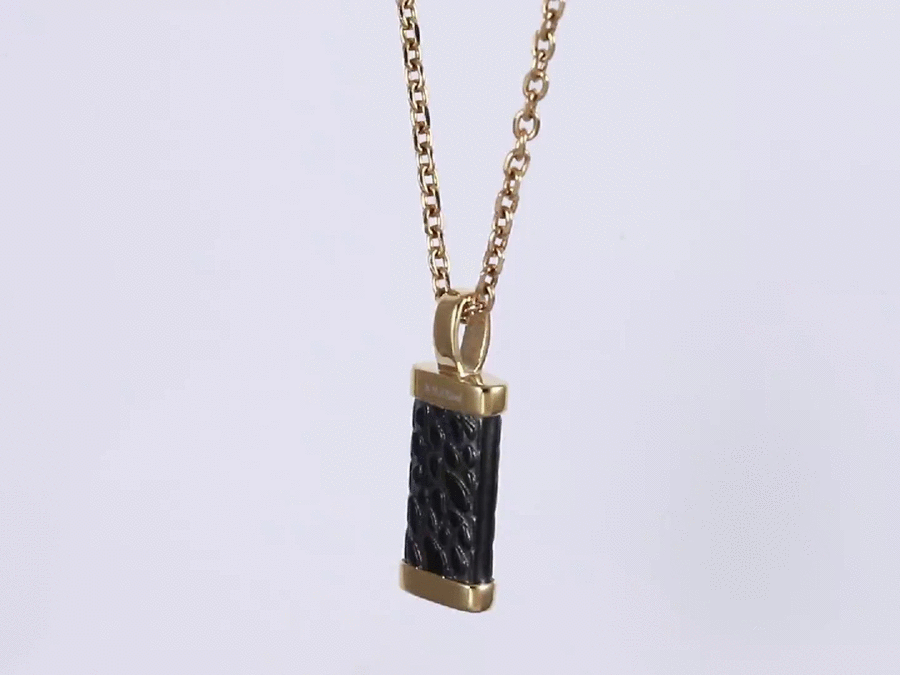 PSS1325 STAINLESS STEEL LEATHER LOOKING PENDANT WITH TWO TONE COLOR