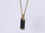 PSS1325 STAINLESS STEEL LEATHER LOOKING PENDANT WITH TWO TONE COLOR