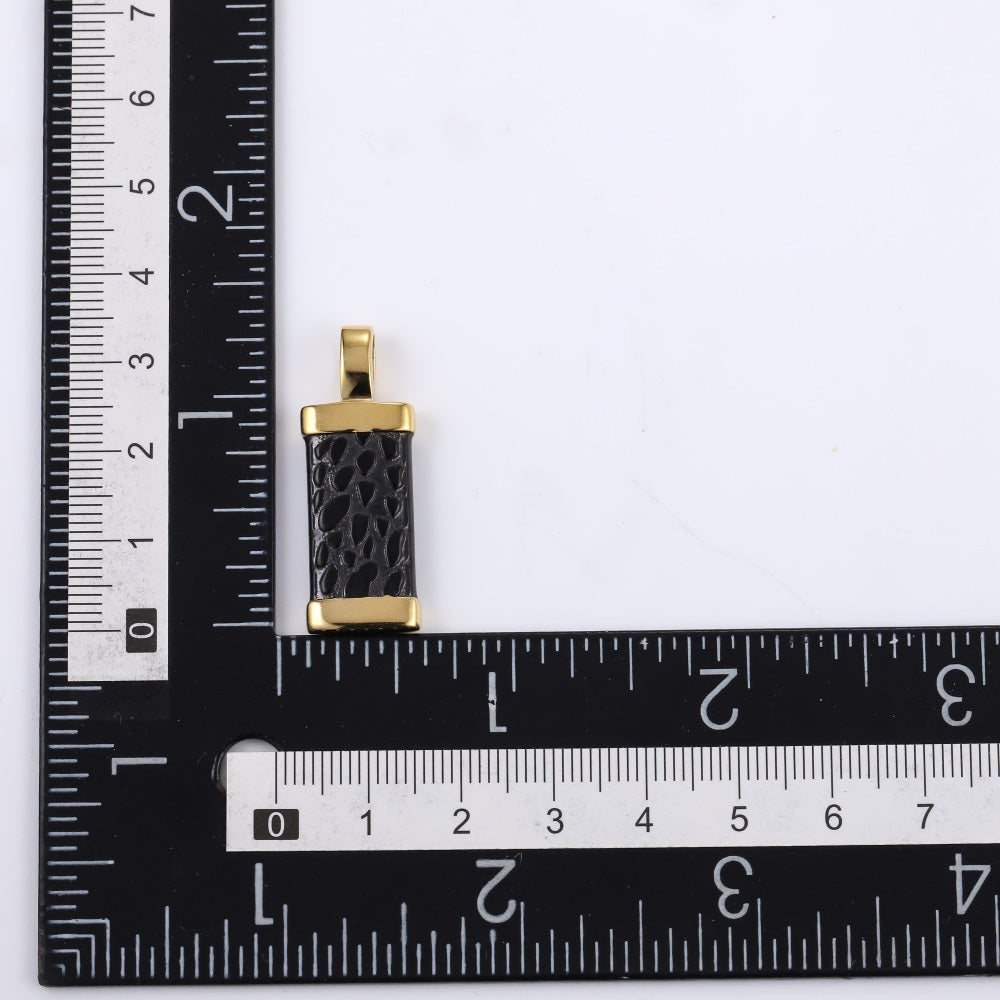 PSS1325 STAINLESS STEEL LEATHER LOOKING PENDANT WITH TWO TONE COLOR
