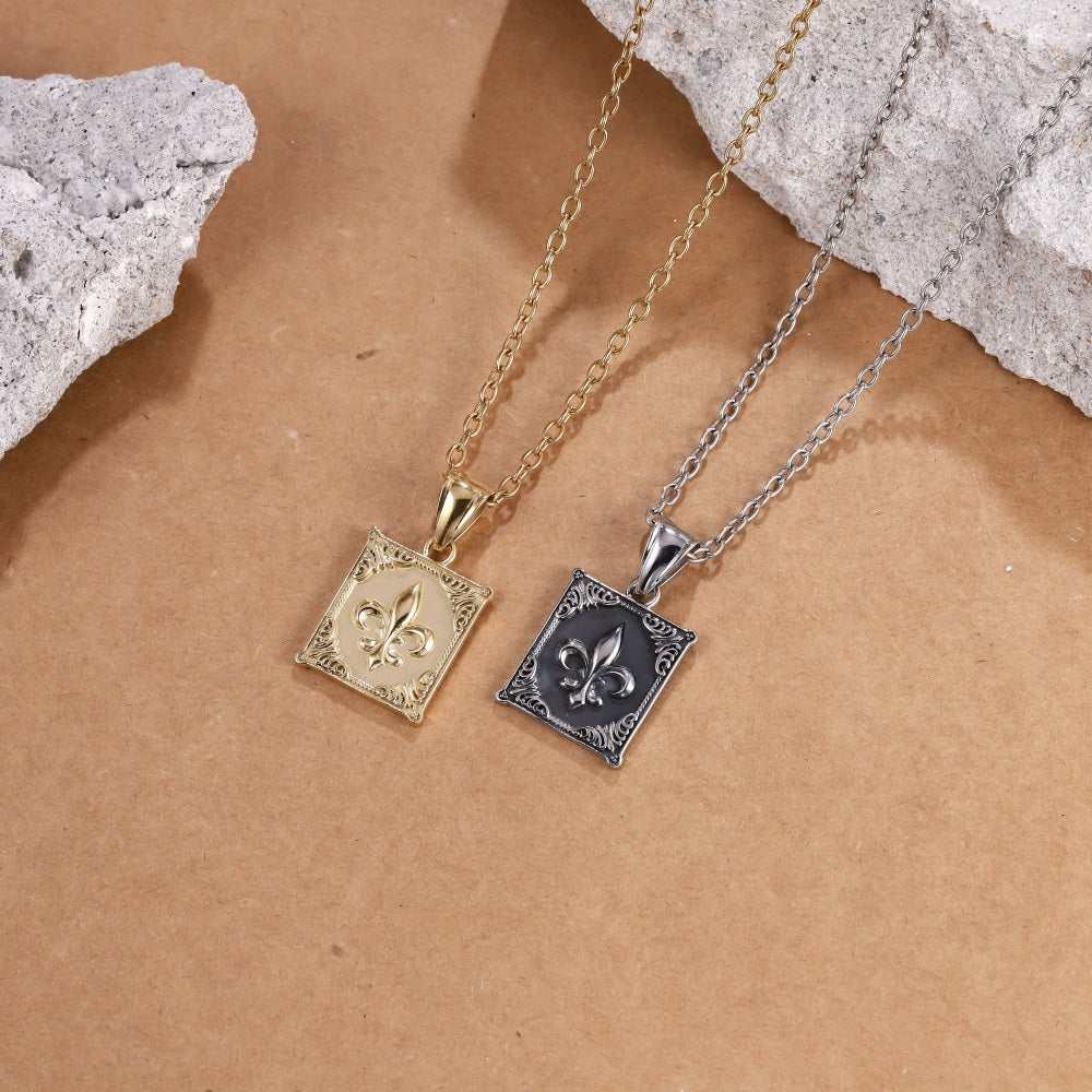PSS1329 STAINLESS STEEL PENDANT WITH LILY PATTERN