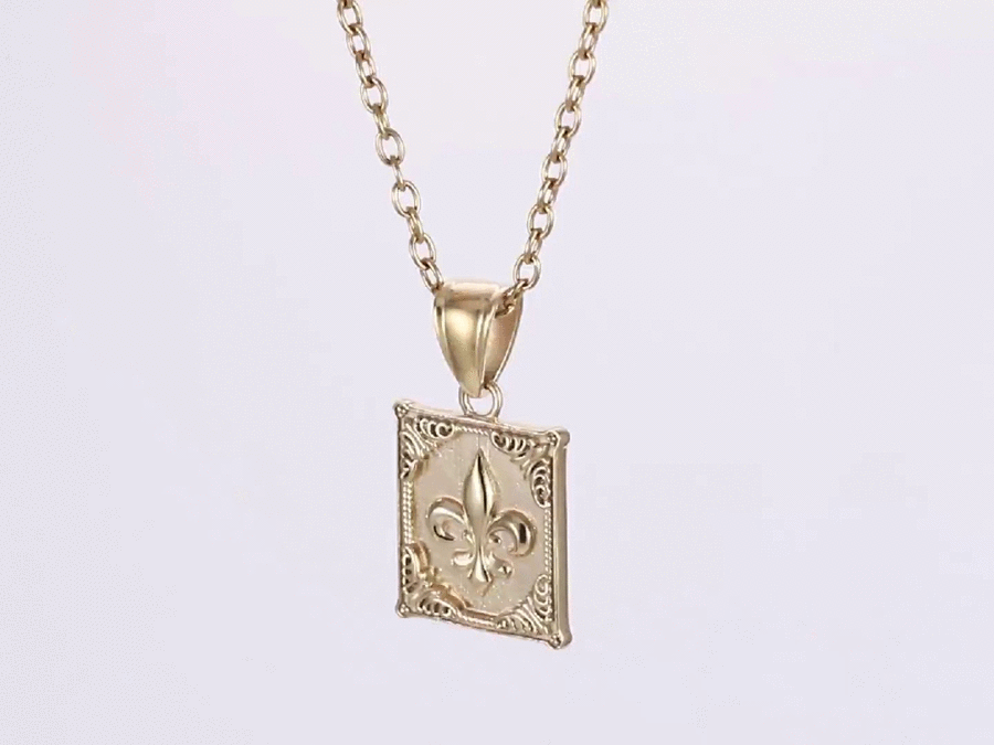 PSS1329 STAINLESS STEEL PENDANT WITH LILY PATTERN