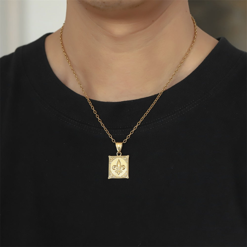 PSS1329 STAINLESS STEEL PENDANT WITH LILY PATTERN