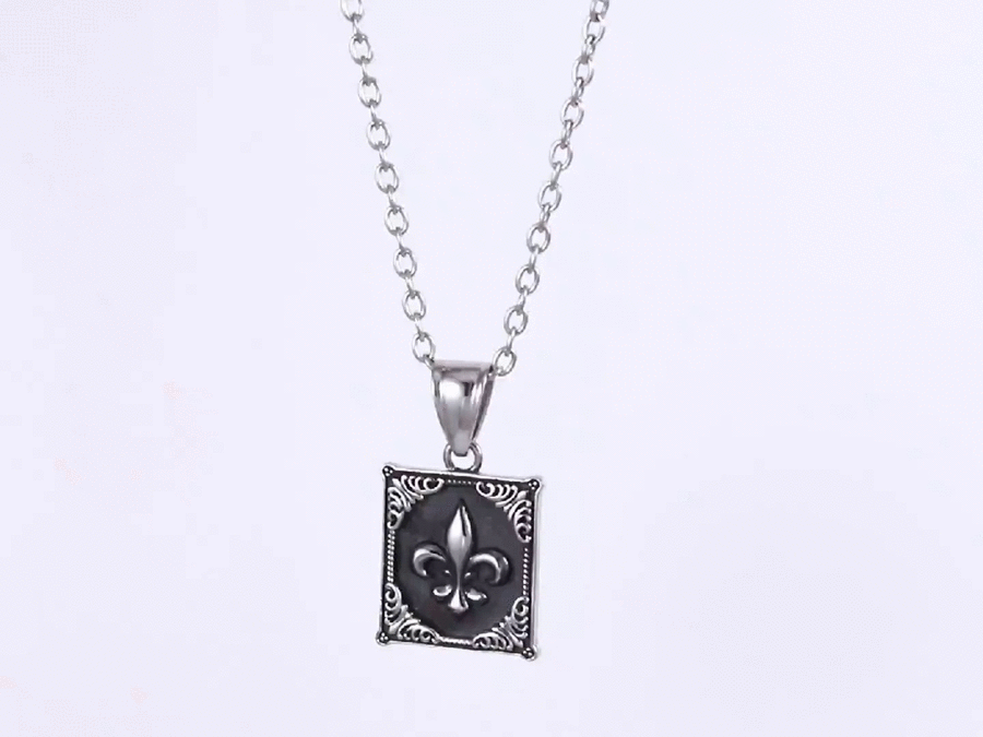 PSS1329 STAINLESS STEEL PENDANT WITH LILY PATTERN