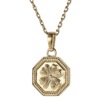 AAB Co. Gold Stainless Steel Clover Pendant – Octagonal Shape