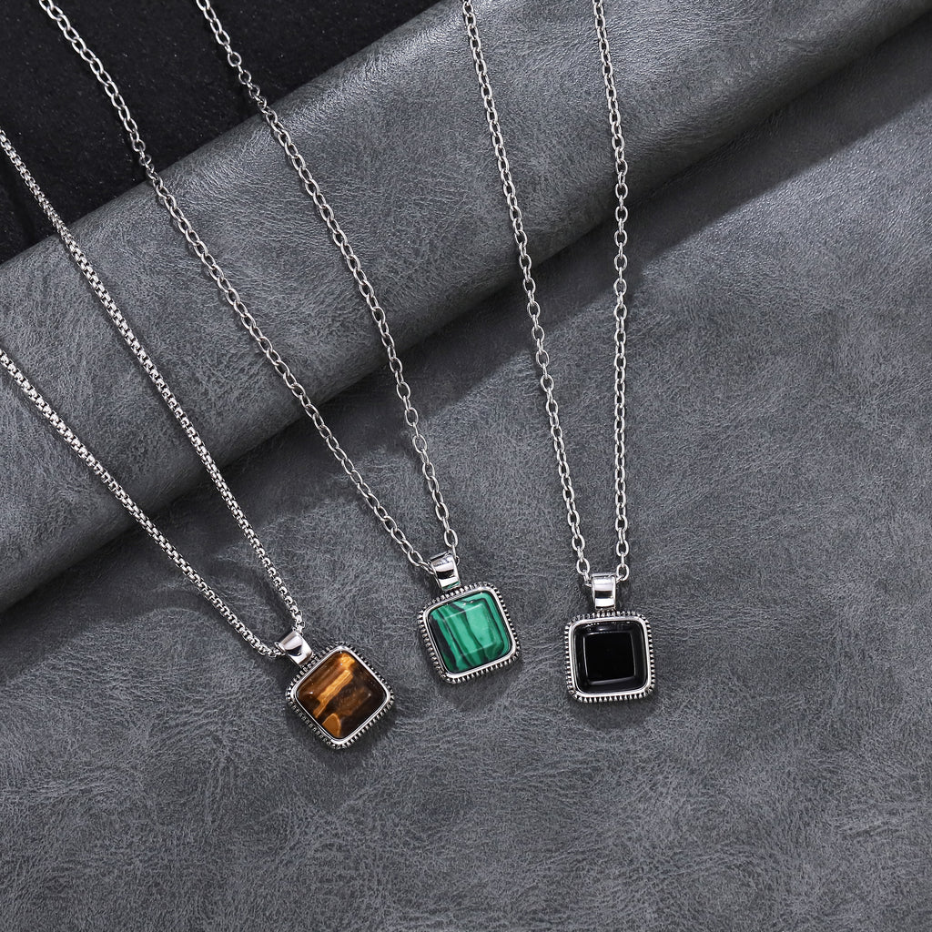 PSS1331 STAINLESS STEEL PENDANT WITH SQUARE STONE