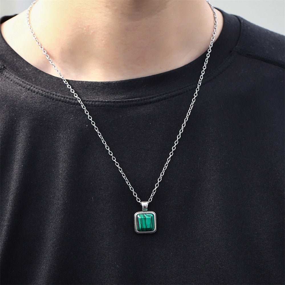 PSS1331 STAINLESS STEEL PENDANT WITH SQUARE STONE