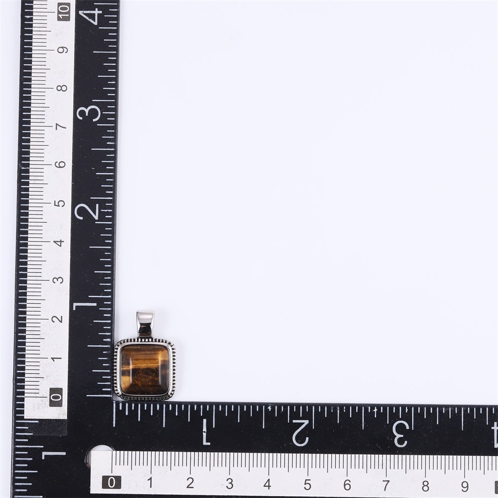 PSS1331 STAINLESS STEEL PENDANT WITH SQUARE STONE