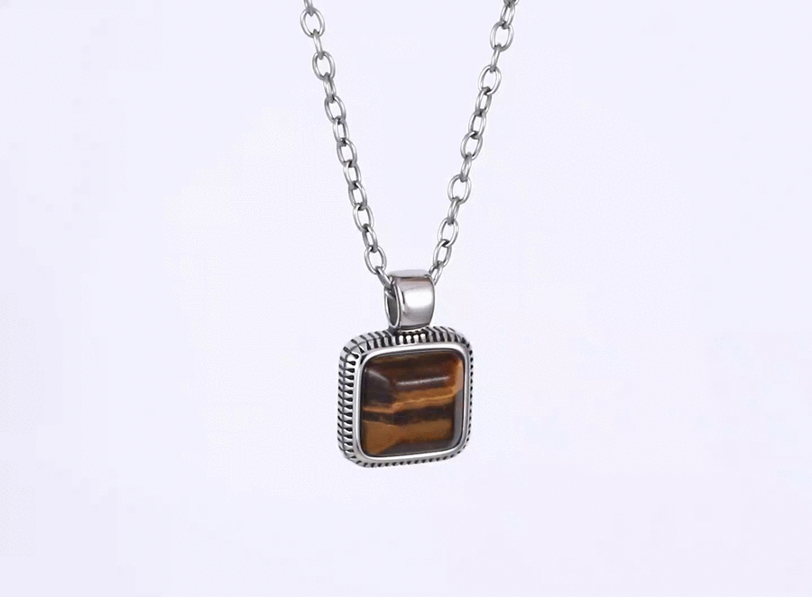 PSS1331 STAINLESS STEEL PENDANT WITH SQUARE STONE