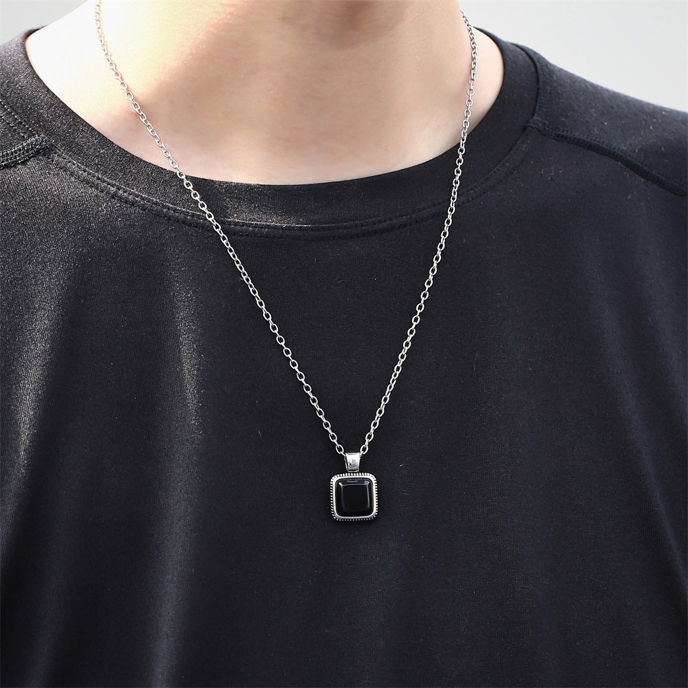 PSS1331 STAINLESS STEEL PENDANT WITH SQUARE STONE