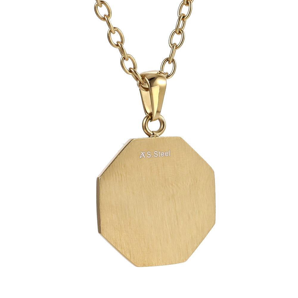 AAB Co. Stainless Steel Octagonal Pendant – 14K Gold Finish