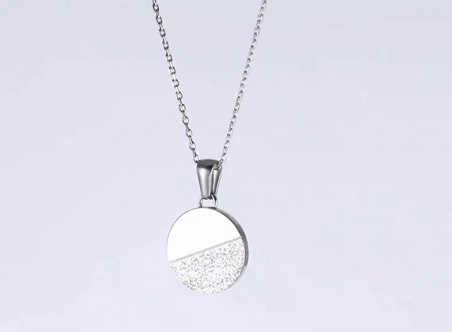 PSS1340 STAINLESS STEEL ROUND PENDANT WITH DIA-DUST
