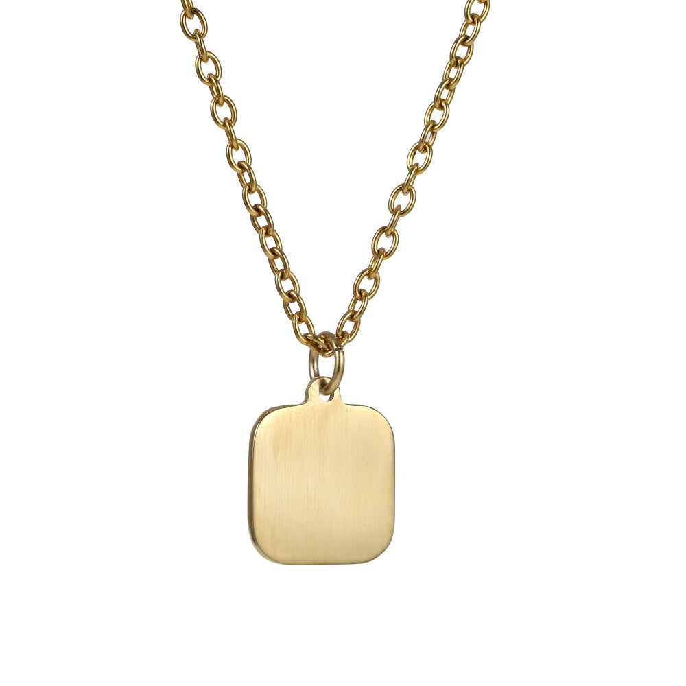 PSS1344 STAINLESS STEEL SQUARE PENDANT WITH FLOWER