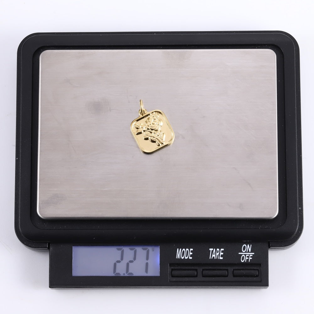PSS1344 STAINLESS STEEL SQUARE PENDANT WITH FLOWER
