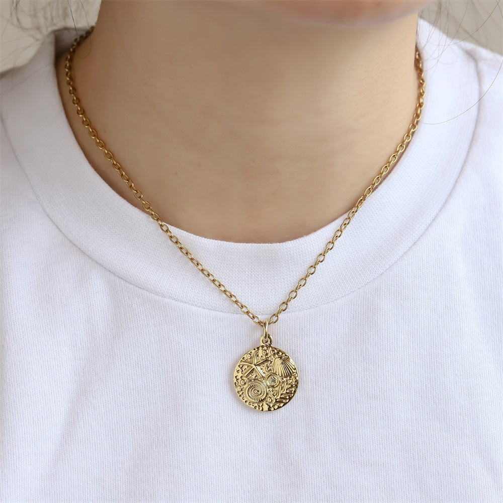 PSS1349 STAINLESS STEEL OCEAN STYLE ROUND PENDANT