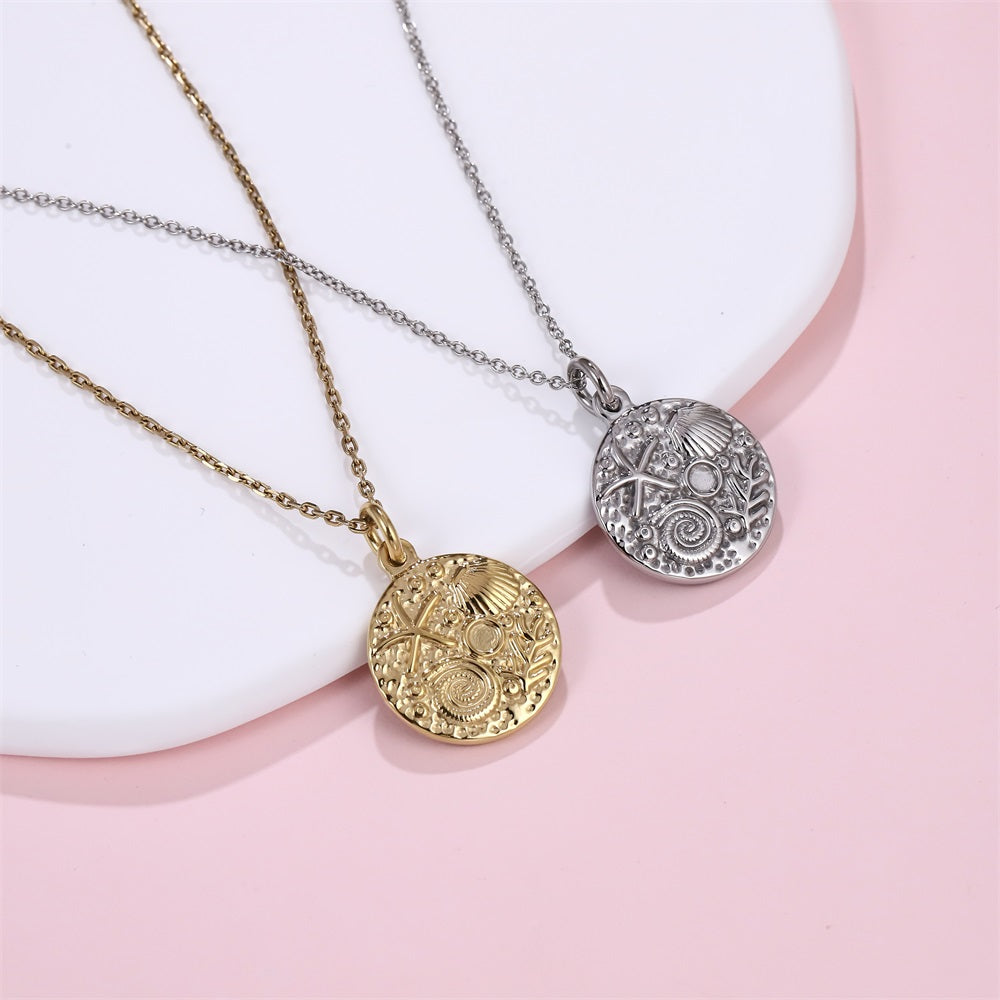 PSS1349 STAINLESS STEEL OCEAN STYLE ROUND PENDANT