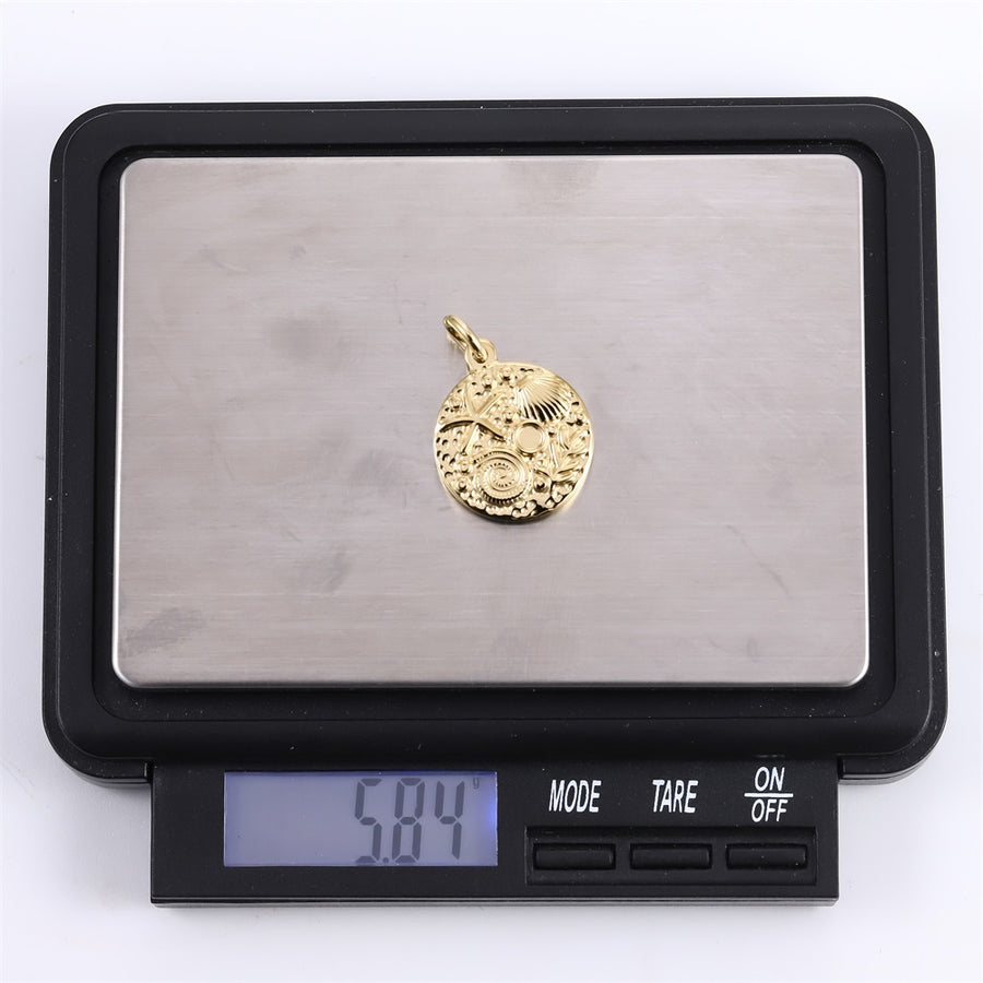 PSS1349 STAINLESS STEEL OCEAN STYLE ROUND PENDANT