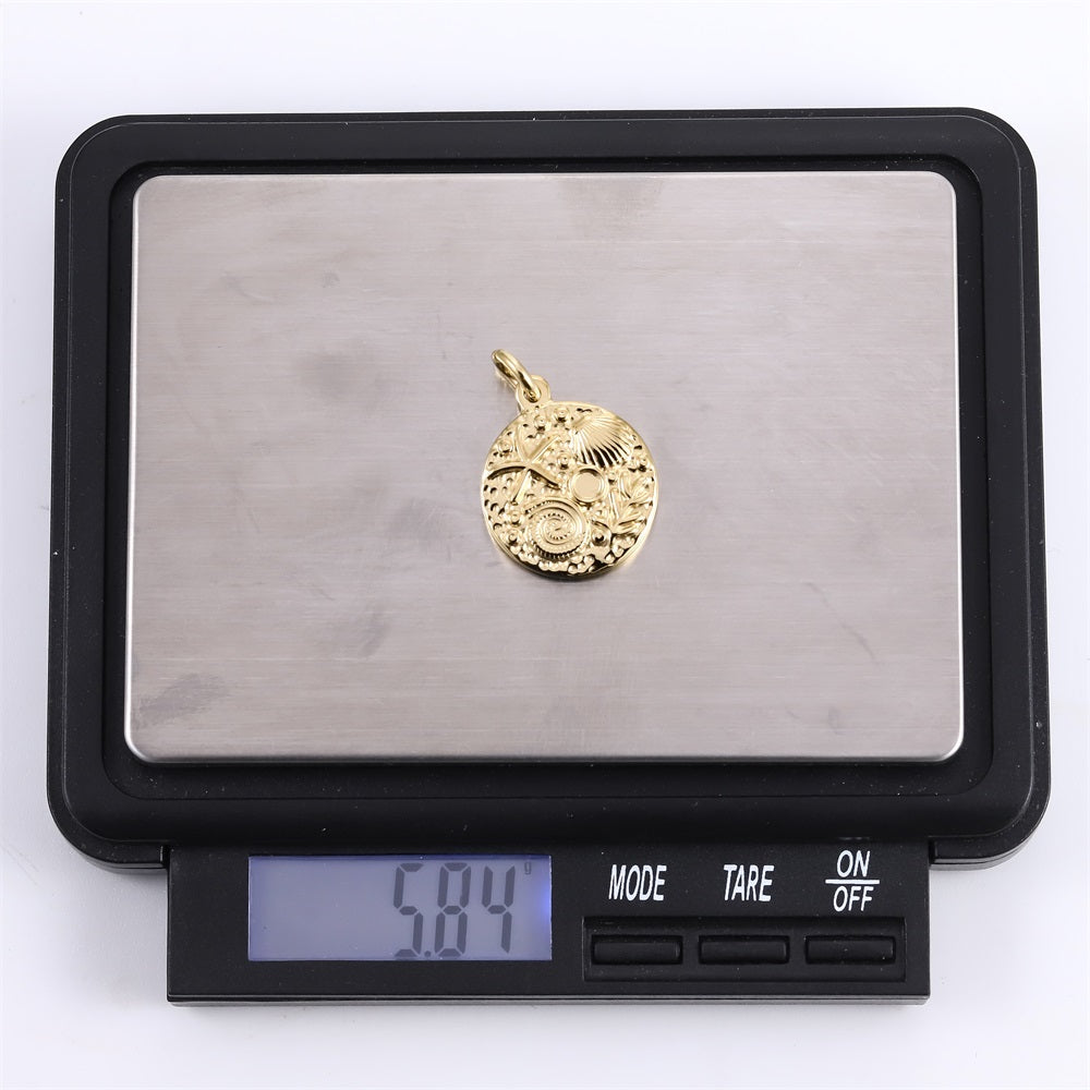 PSS1349 STAINLESS STEEL OCEAN STYLE ROUND PENDANT