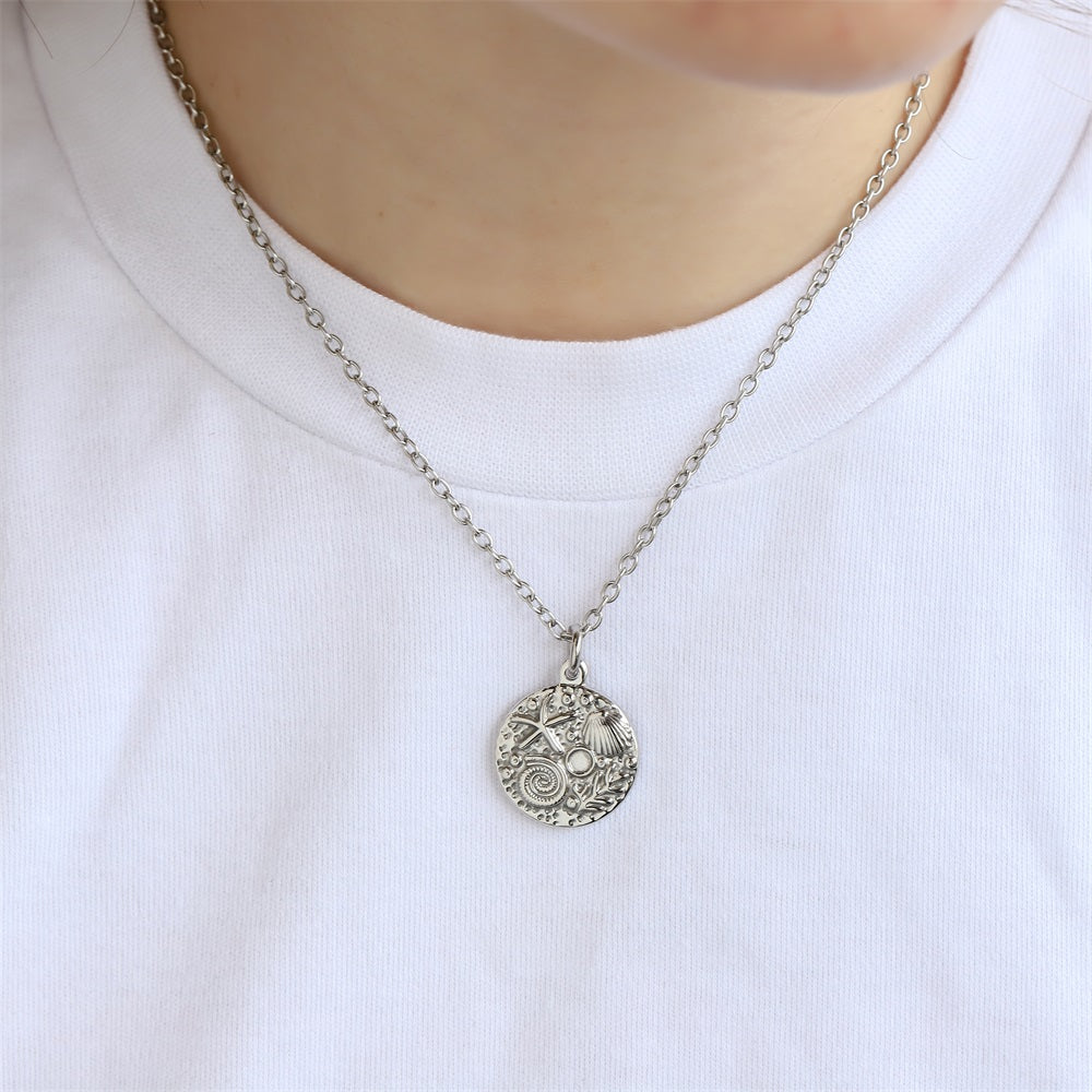 PSS1349 STAINLESS STEEL OCEAN STYLE ROUND PENDANT