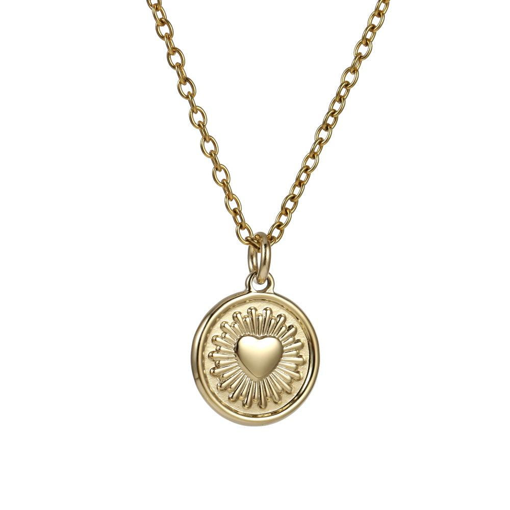 PSS1353 STAINLESS STEEL ROUND PENDANT WITH HEART
