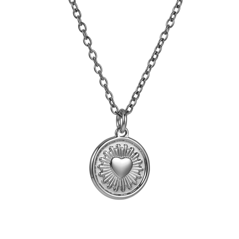 PSS1353 STAINLESS STEEL ROUND PENDANT WITH HEART