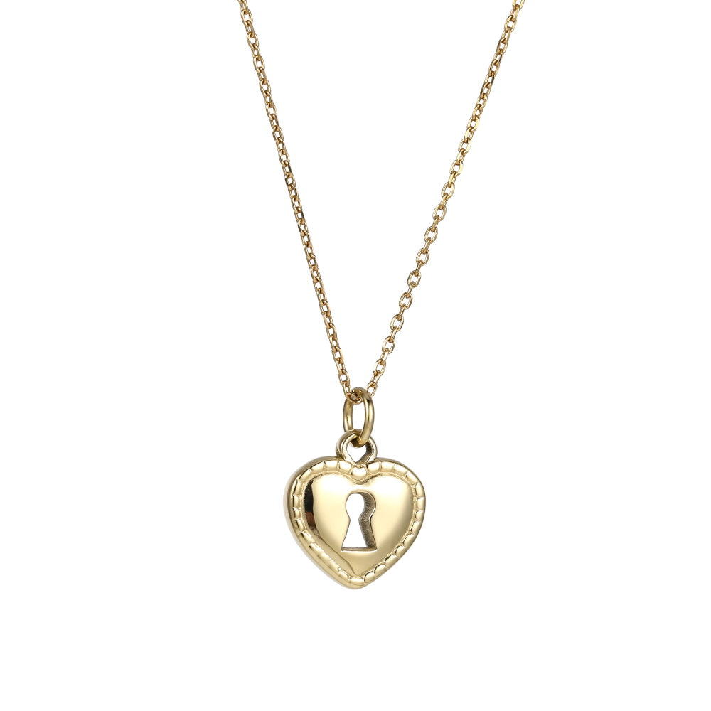 PSS1358 STAINLESS STEEL HEART LOCK PENDANT