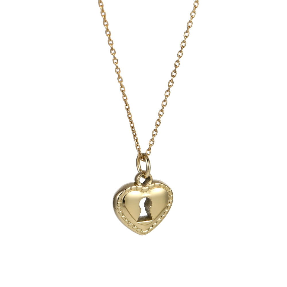 PSS1358 STAINLESS STEEL HEART LOCK PENDANT