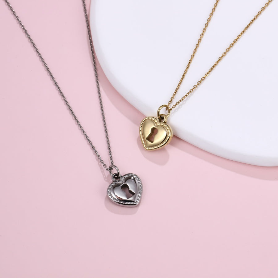 PSS1358 STAINLESS STEEL HEART LOCK PENDANT