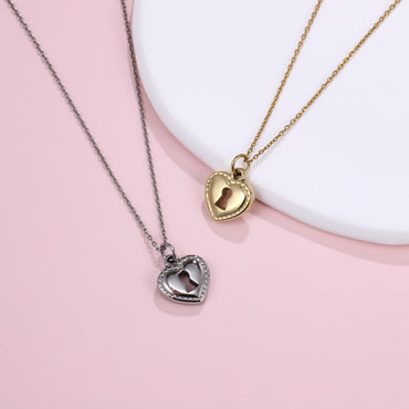 PSS1358 STAINLESS STEEL HEART LOCK PENDANT