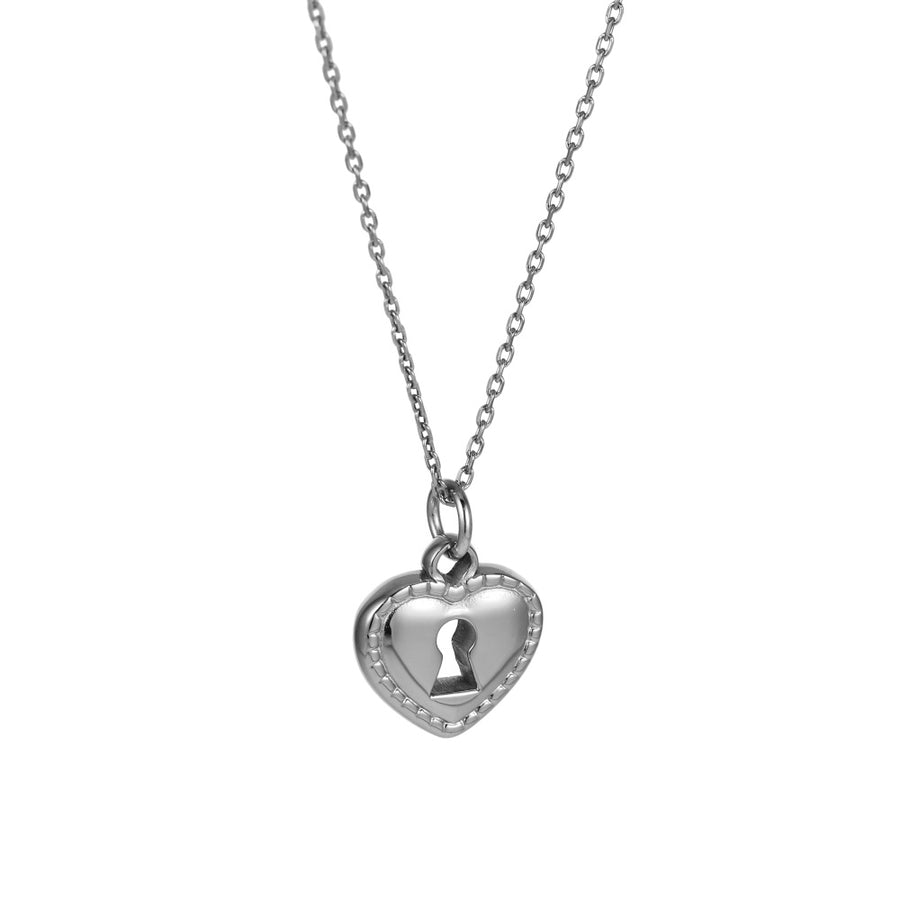 PSS1358 STAINLESS STEEL HEART LOCK PENDANT