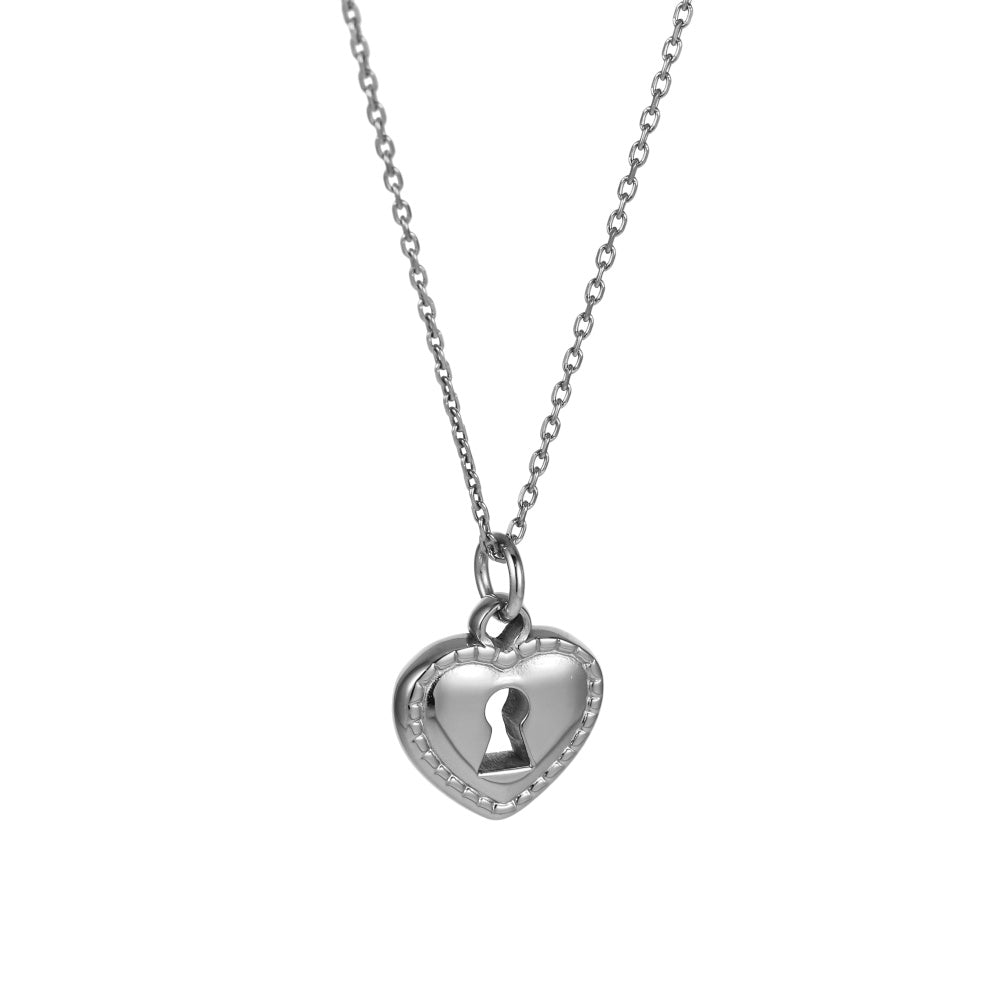 PSS1358 STAINLESS STEEL HEART LOCK PENDANT