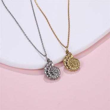 PSS1366 STAINLESS STEEL CROSS-CUT CONCH PENDANT