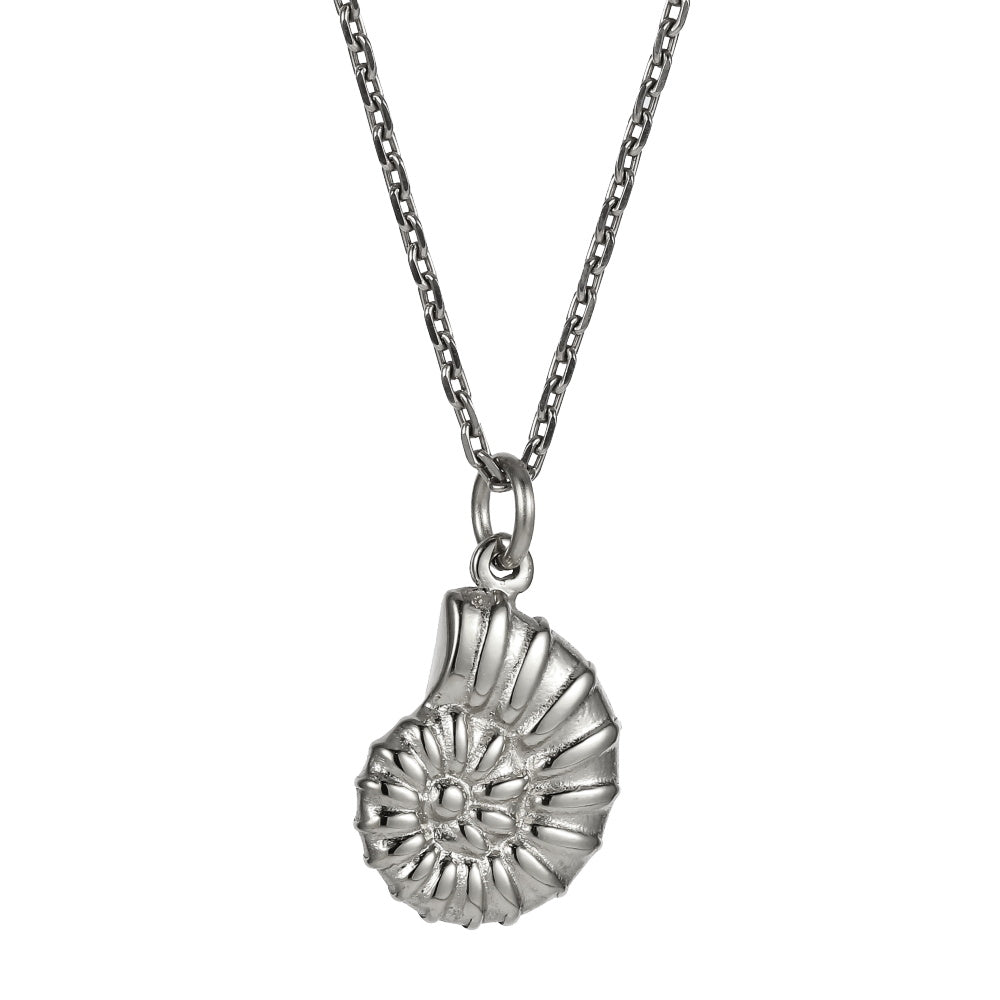 PSS1366 STAINLESS STEEL CROSS-CUT CONCH PENDANT
