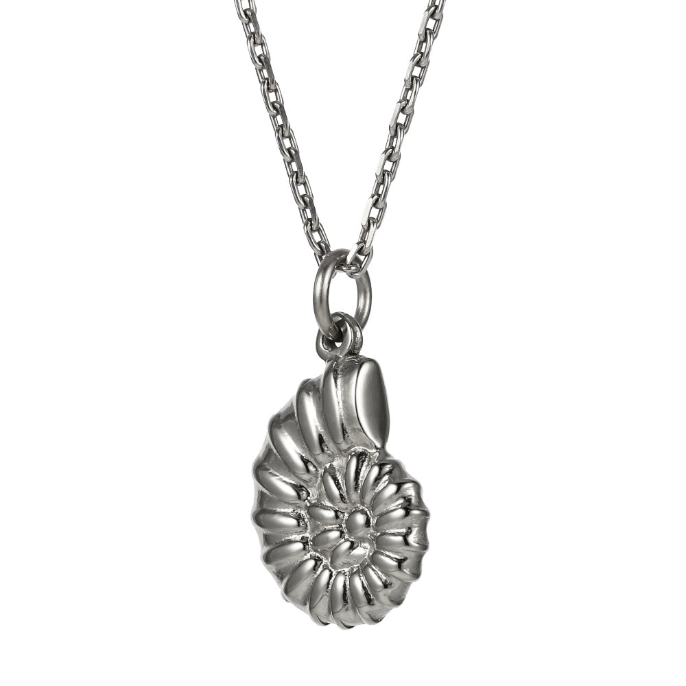 PSS1366 STAINLESS STEEL CROSS-CUT CONCH PENDANT