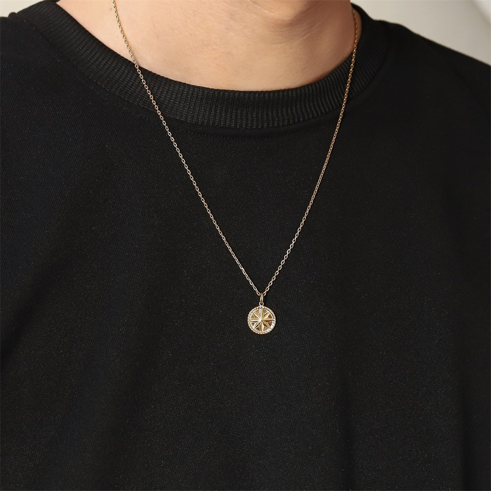 PSS1369 STAINLESS STEEL ROUND PENDANT WITH STAR
