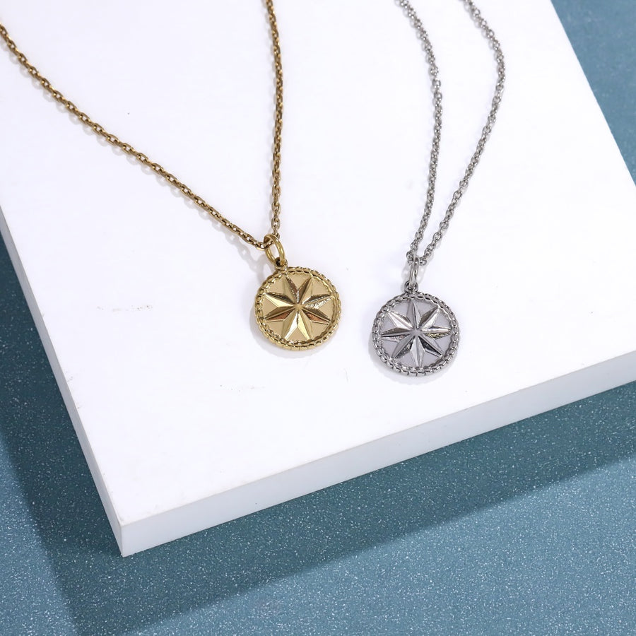 PSS1369 STAINLESS STEEL ROUND PENDANT WITH STAR