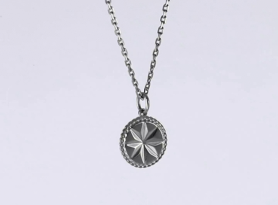 PSS1369 STAINLESS STEEL ROUND PENDANT WITH STAR