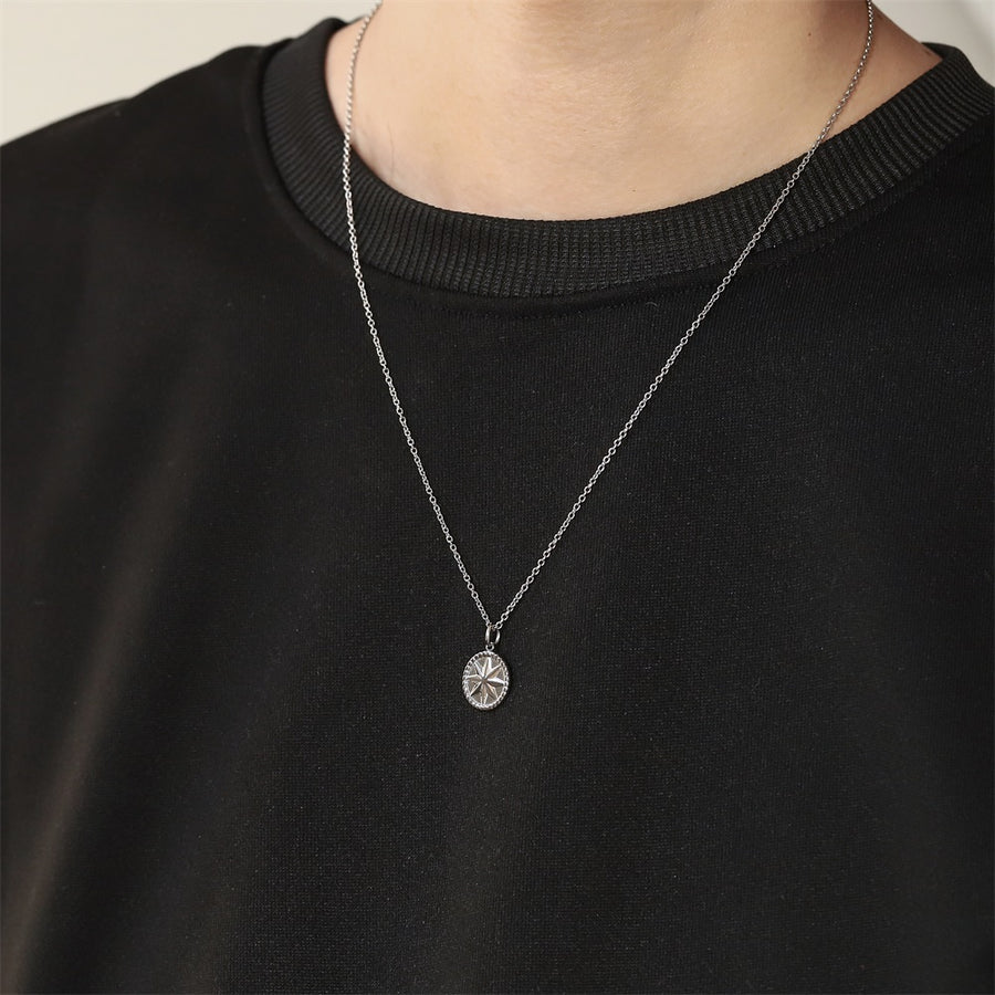 PSS1369 STAINLESS STEEL ROUND PENDANT WITH STAR
