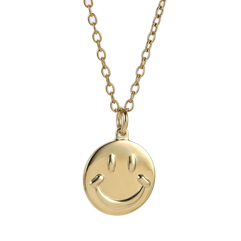 PSS1370 STAINLESS STEEL ROUND SMILE FACE PENDANT