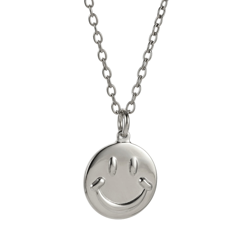 PSS1370 STAINLESS STEEL ROUND SMILE FACE PENDANT