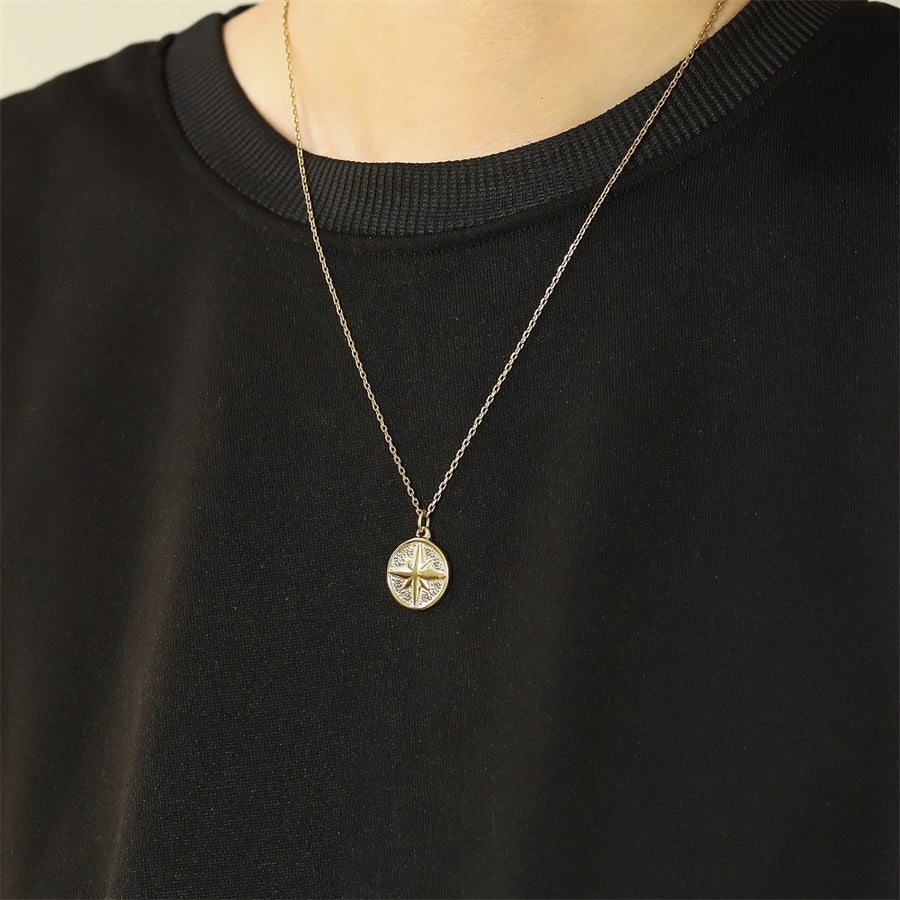 PSS1371 STAINLESS STEEL ROUND PENDANT WITH STAR