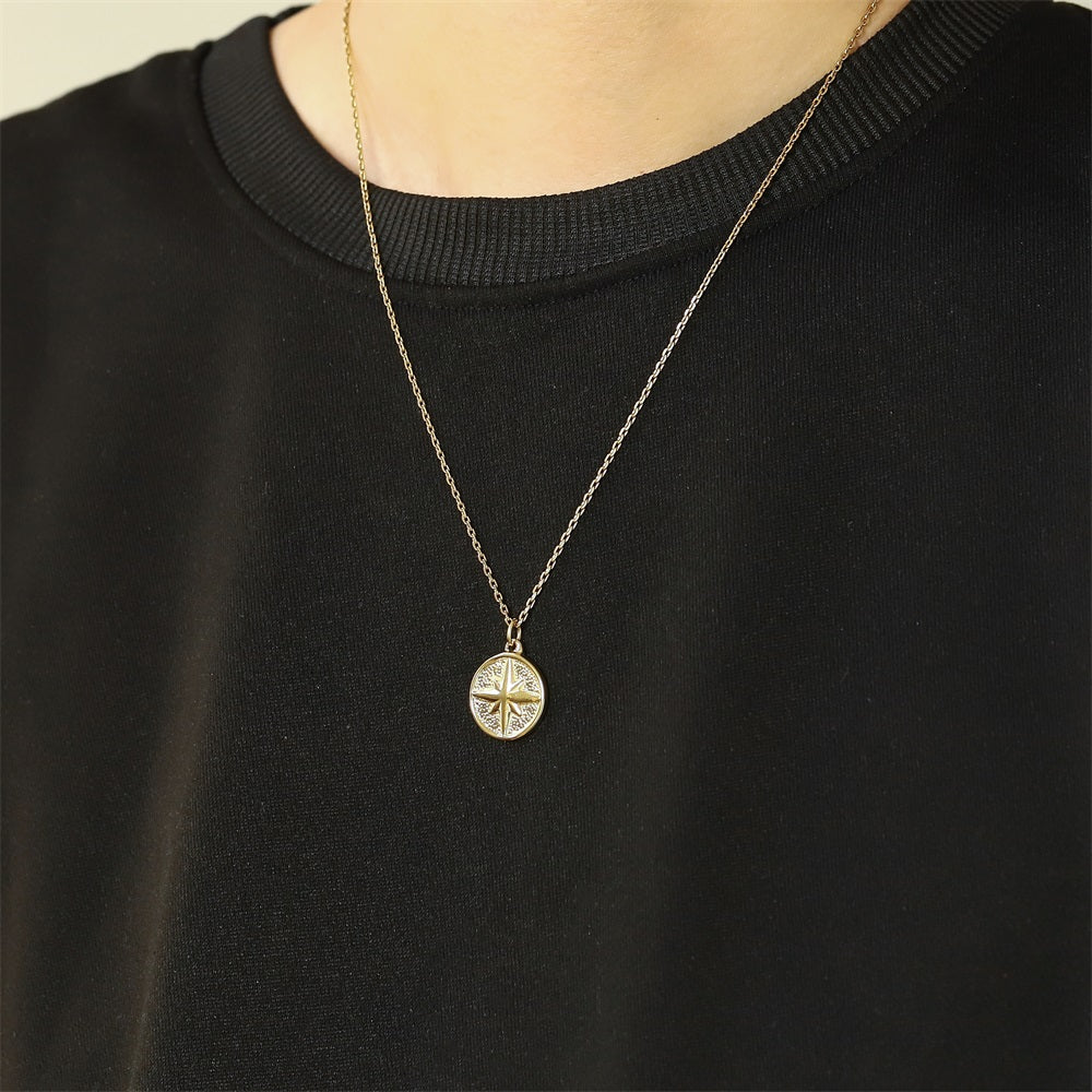 PSS1371 STAINLESS STEEL ROUND PENDANT WITH STAR