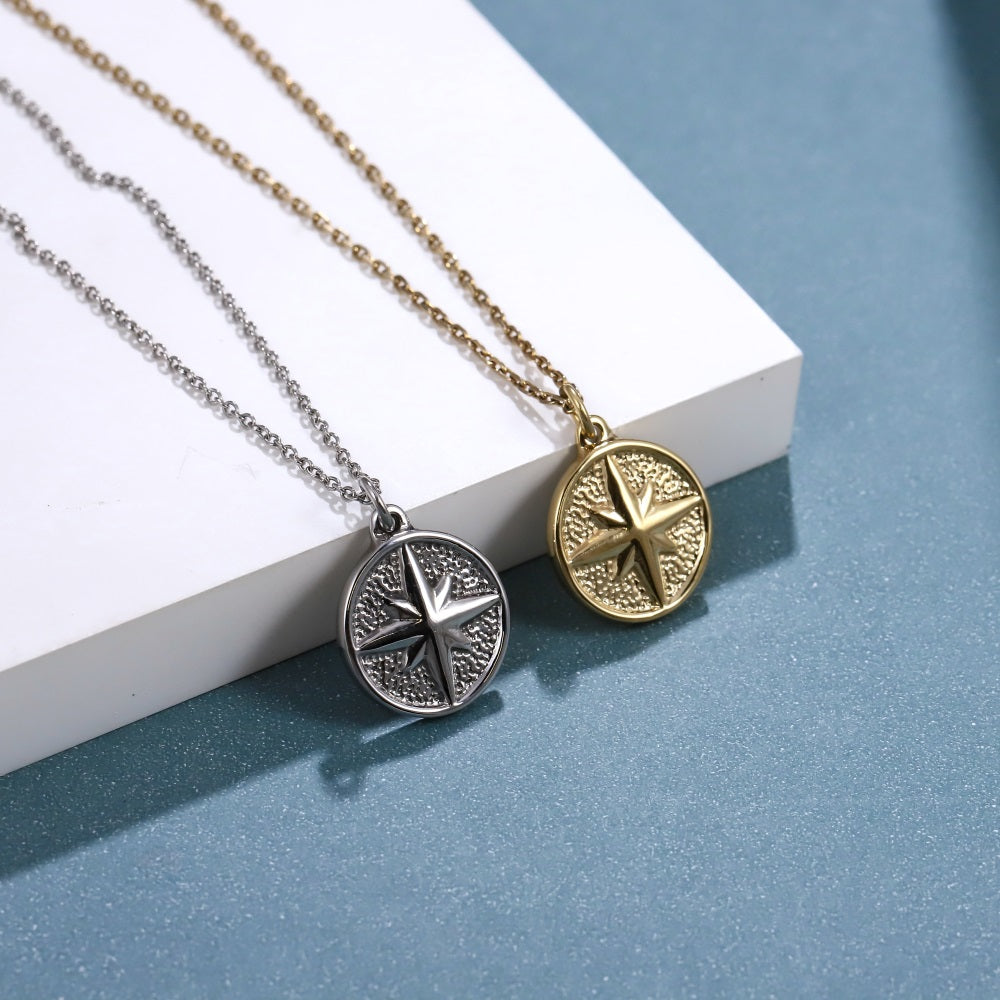 PSS1371 STAINLESS STEEL ROUND PENDANT WITH STAR